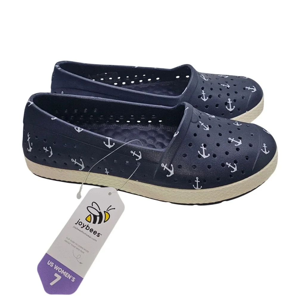Joybees Eva Navy‎ Anchors Espadrille Comfort Shoes Womens Size 7